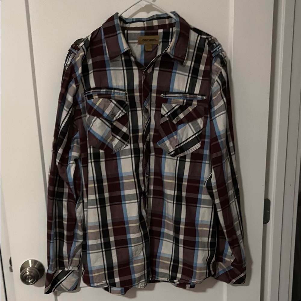 Decibel Men's Casual Button Down Plaid Shirt - Multicolor size XL
